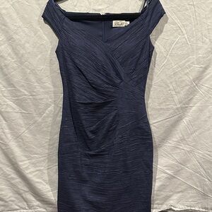 Eliza J Navy Textured Mini Dress